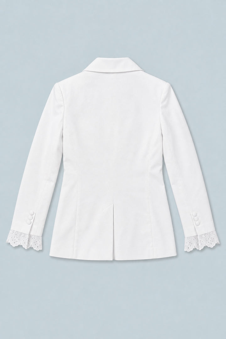 Blazer With Eyelet Cuffs - White