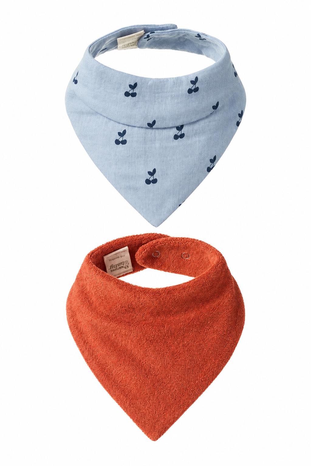 Nature Baby Triangle Bib 2-Pack - Copper + Petite Cherry