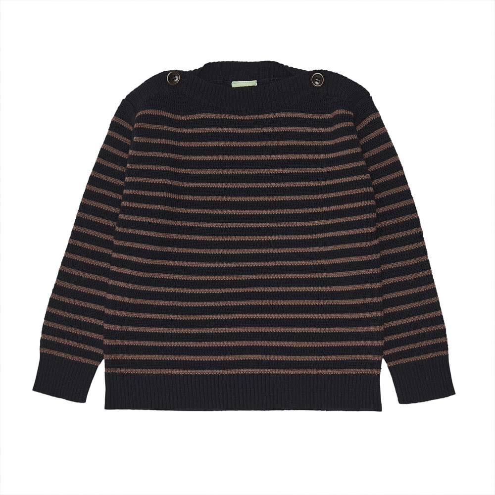 Boatneck Sweater - Dark Navy/Nutmeg Sweaters FUB