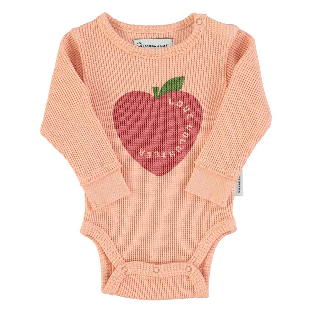 Baby Long Sleeve Bodysuit - Light Pink w/ Heart Print