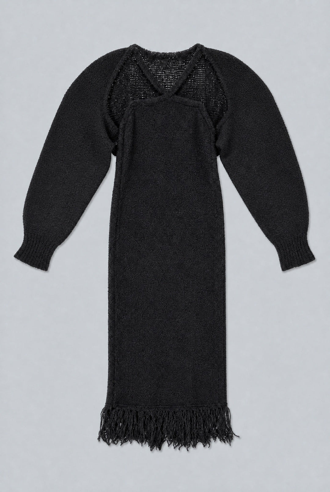 Halter Sweater Dress With Shrug - Black
