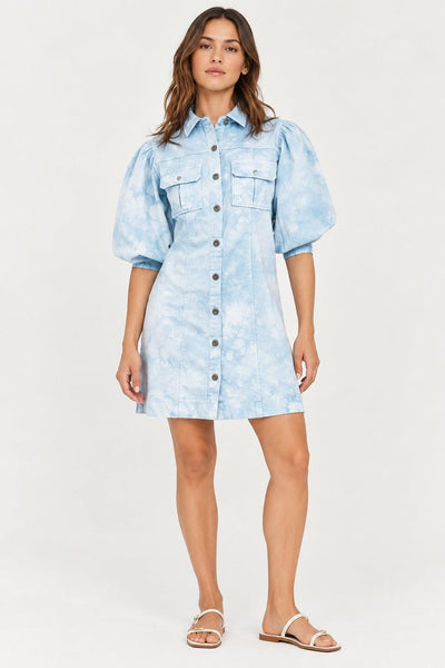 Eleanor Buttondown Dress - Blue Tie Dye