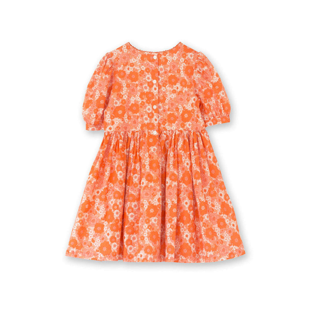 Girls' Short Puff Sleeve Dress - Orange Meadow