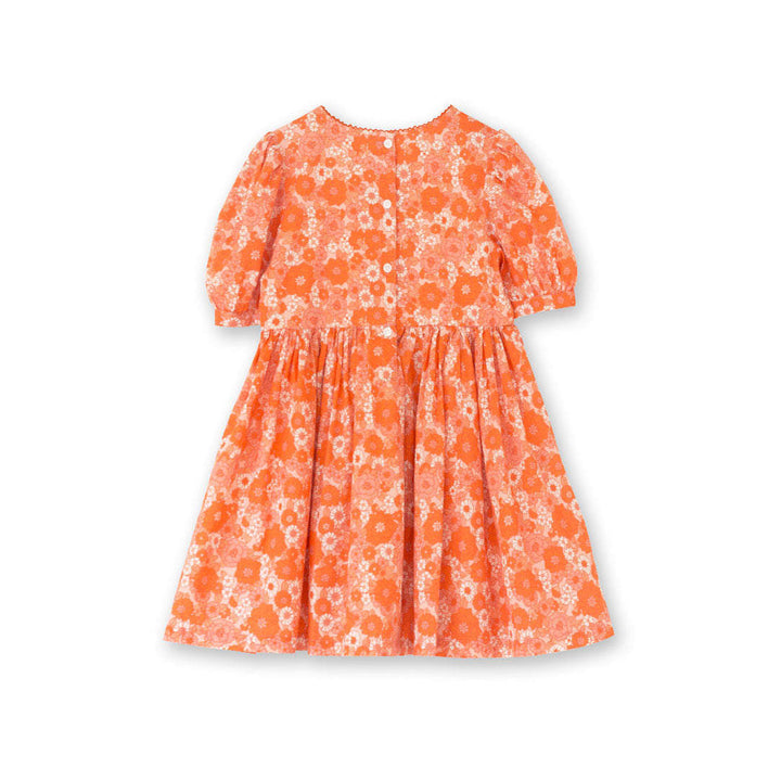 Girls' Short Puff Sleeve Dress - Orange Meadow