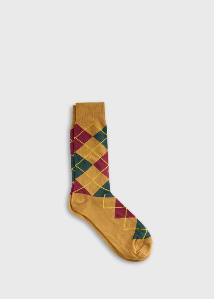 Crew Cotton Blend Argyle Sock - Gold