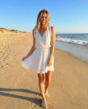 Brush Satin Polka Dot Baby Ruffle Dress - Ivory