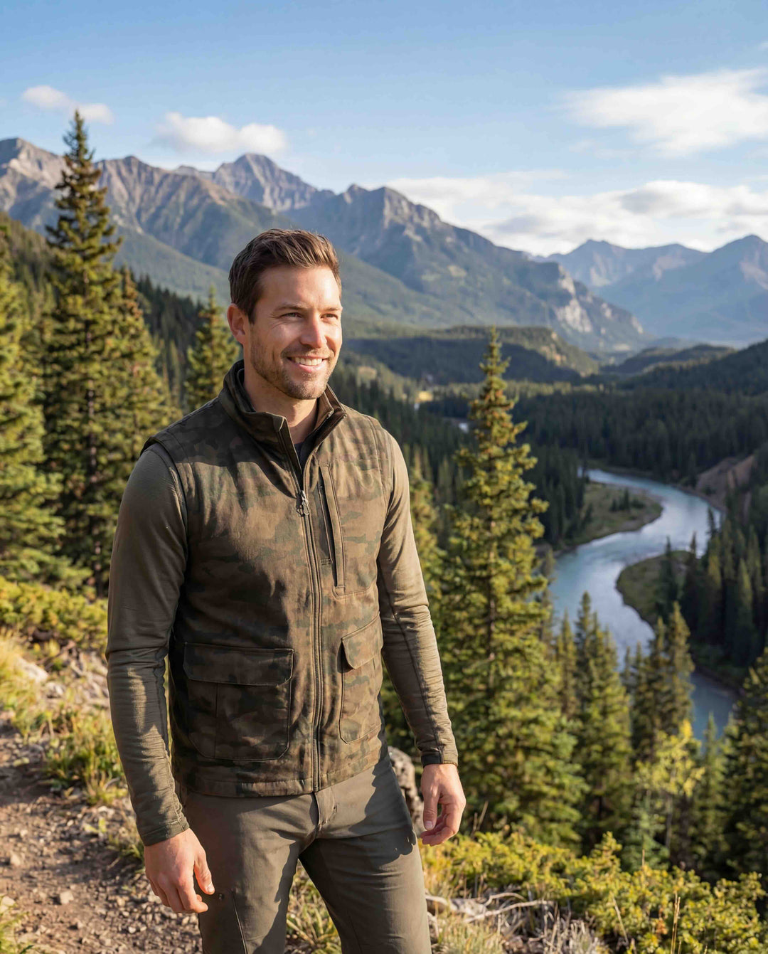 Butte Reversible Vest - Olive Print