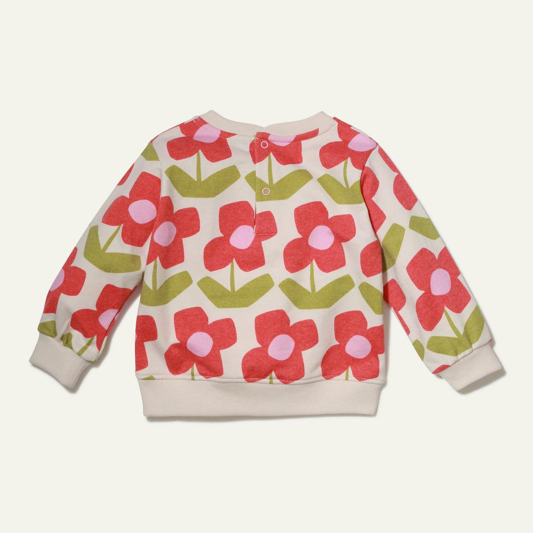 Recycled Cotton Flower Baby Sweatshirt - Petal Pink Flower