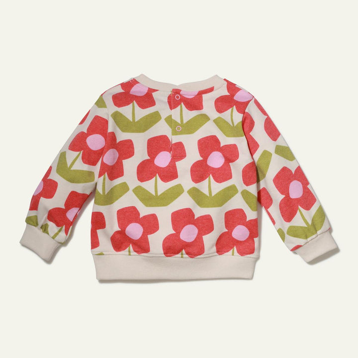Recycled Cotton Flower Baby Sweatshirt - Petal Pink Flower