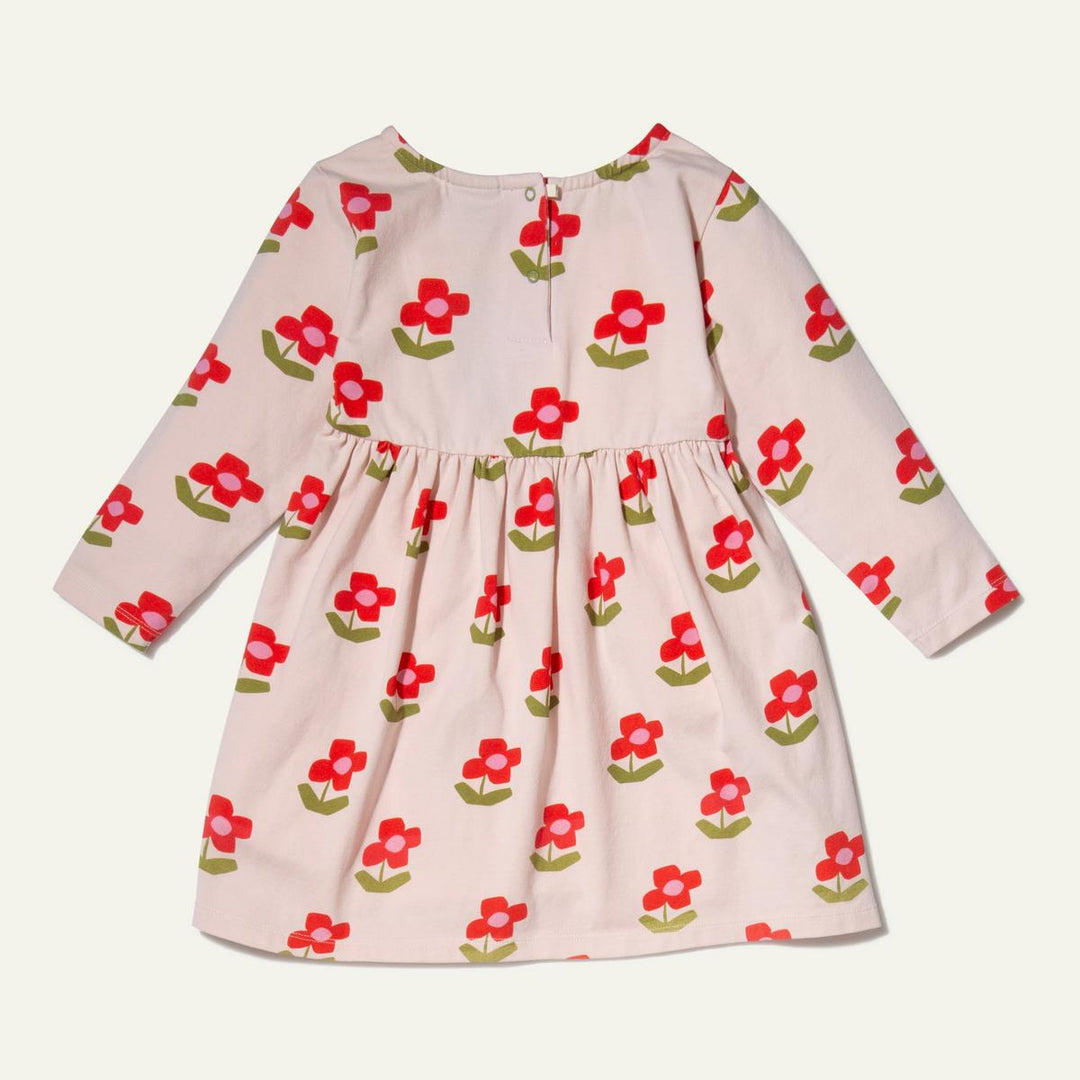 Recycled Jersey Flowers Baby Dress - Petal Pink Flowers