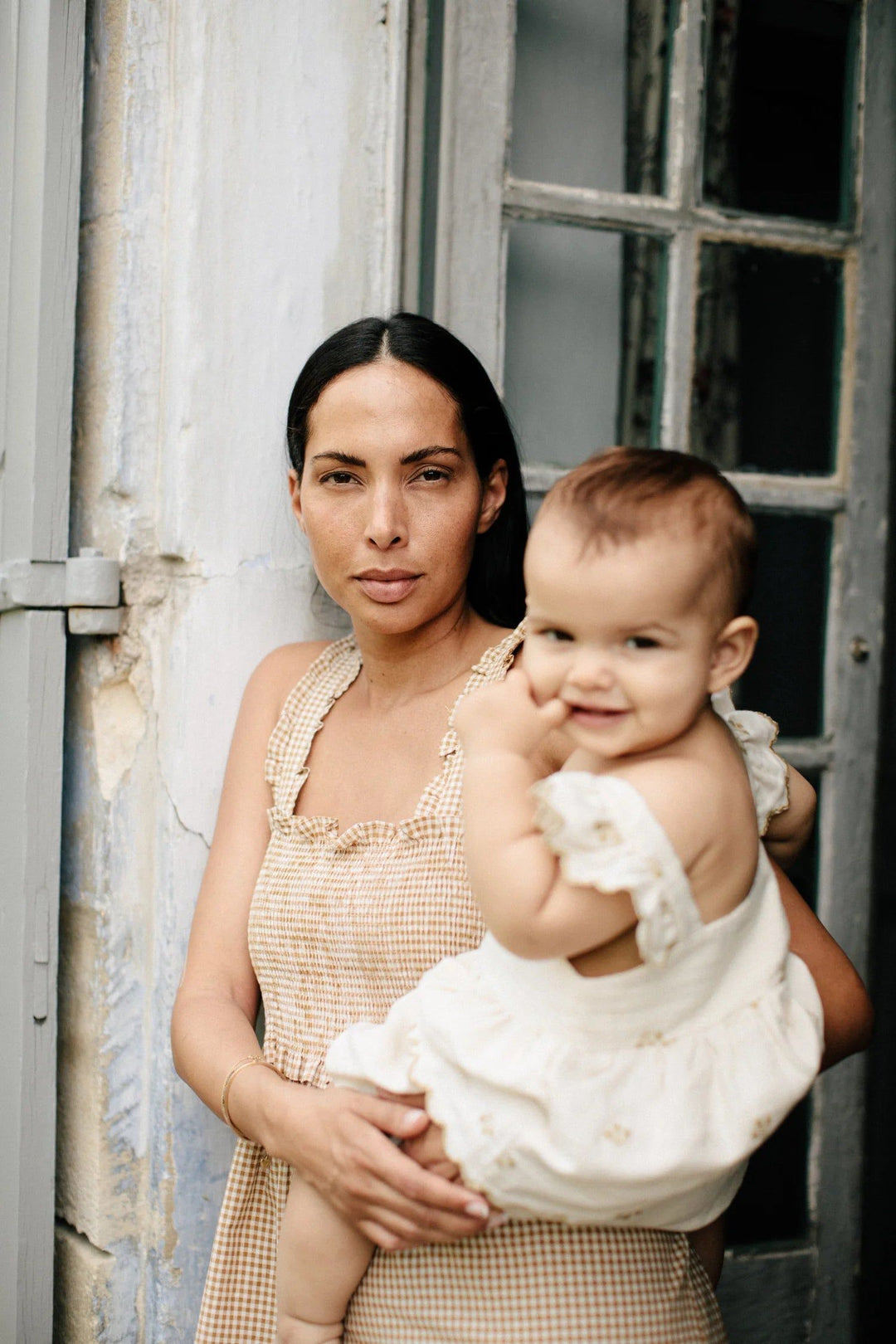 Marion Woman Dress - Caramel Gingham Dresses + Skirts Bebe Organic 