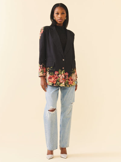 Sloan Blazer - Black Victorian Floral