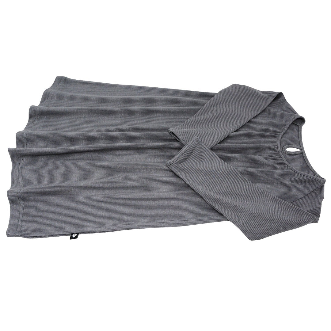 Sweetheart Dress - Charcoal Rib