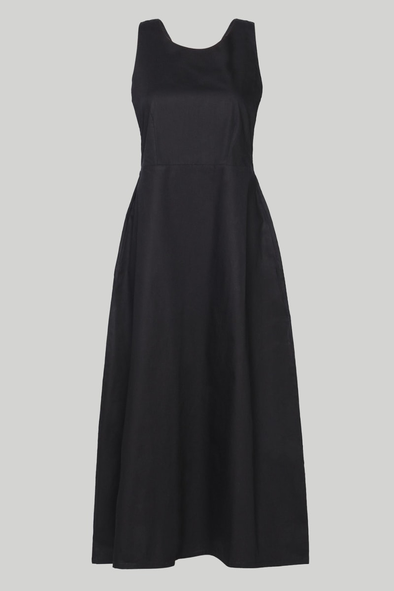 Cross-Back Midi Dress - Black