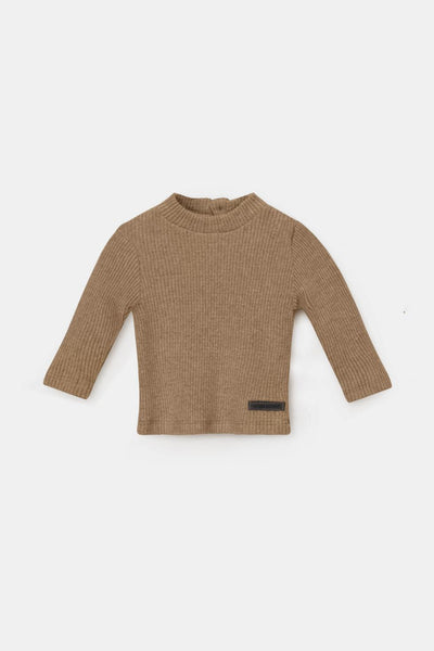 Organic rib baby sweater - Camel
