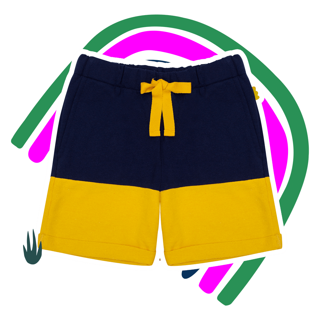 Bi-Color Shorts - Navy & Yellow