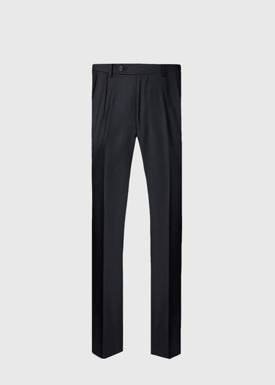 Charcoal Super 110s Wool Pleated Trouser - CHAR