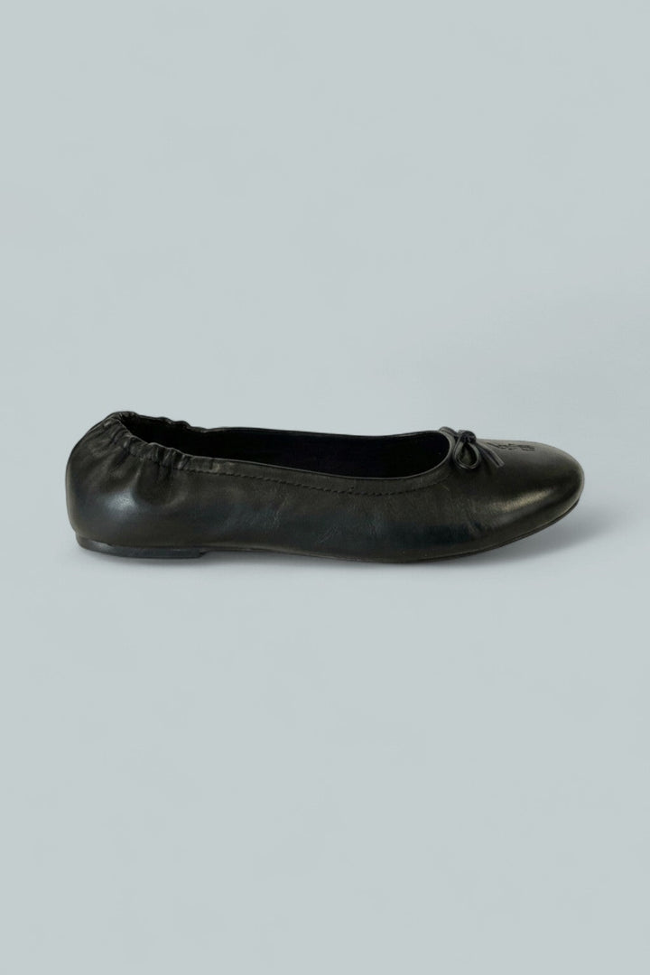 Girl's Leather Pony Ballet Flat - Black