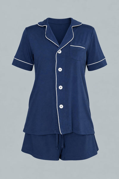 Women's Short Sleeve Pajama Set - Blue