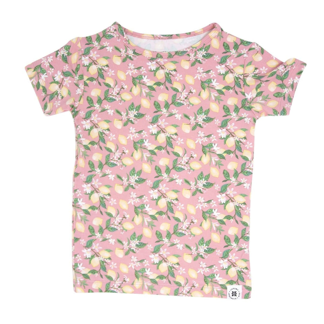 Lemon Floral Print Summer Pajama Set - Lemons Pink