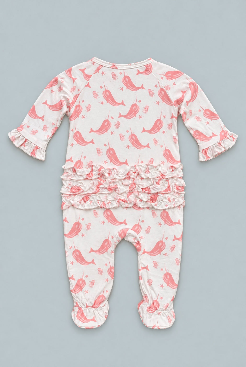 Ruffle Footie - Narwhal Pink