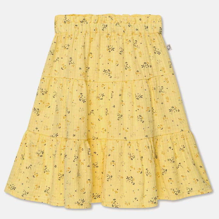 Muslin Floral Flared Skirt - Yellow