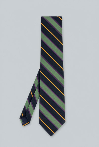 Wool & Cotton Stripe Tie - Gold