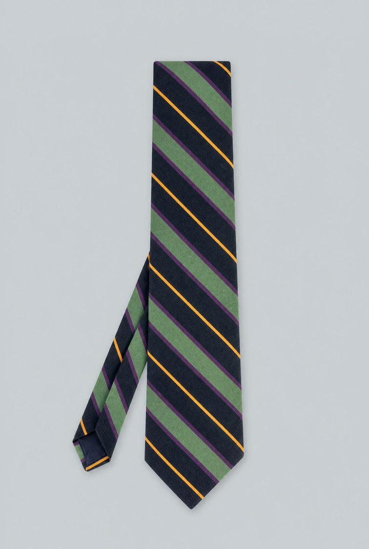 Wool & Cotton Stripe Tie - Gold