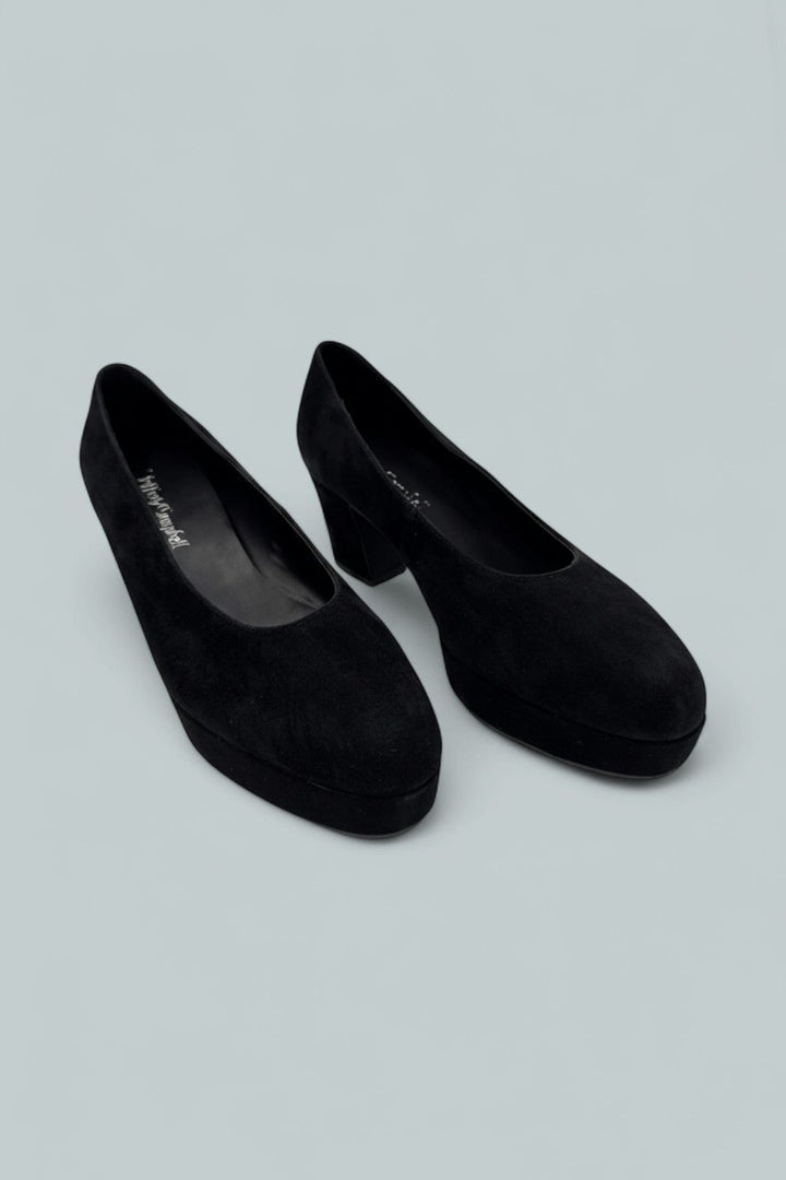 Chapters Platform Pumps - Black Suede