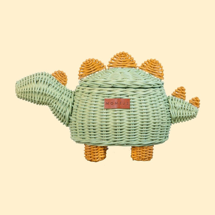 Dinosaur Rattan Storage Basket Small - Mint Green