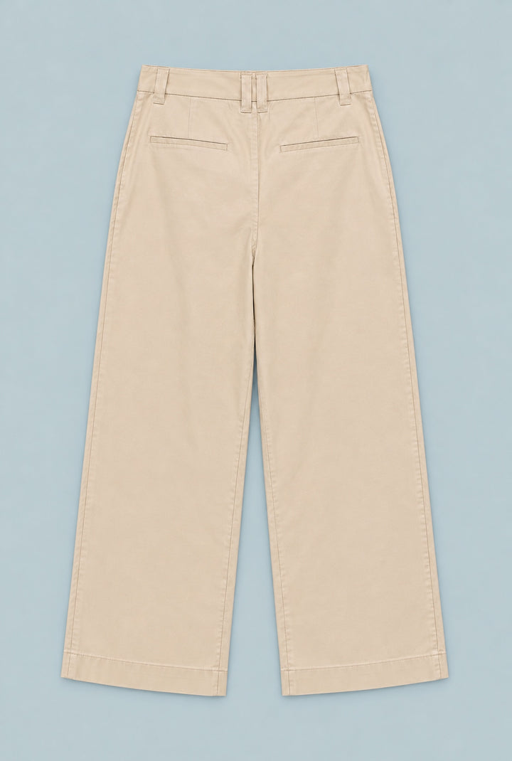 High Waisted Wide Leg Pants - Ecru