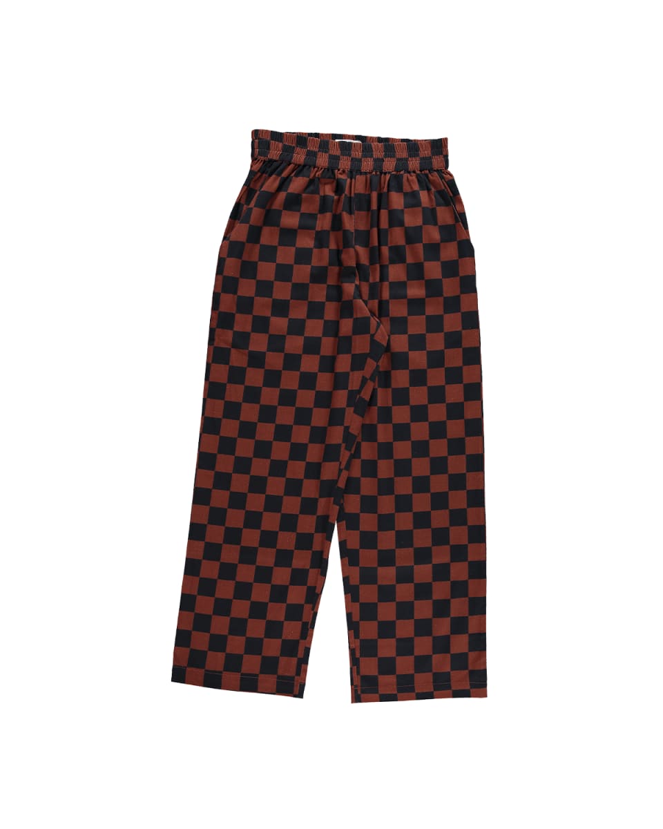 Hand Printed 'Seema' Pants - Chocolate And Black Chessboard