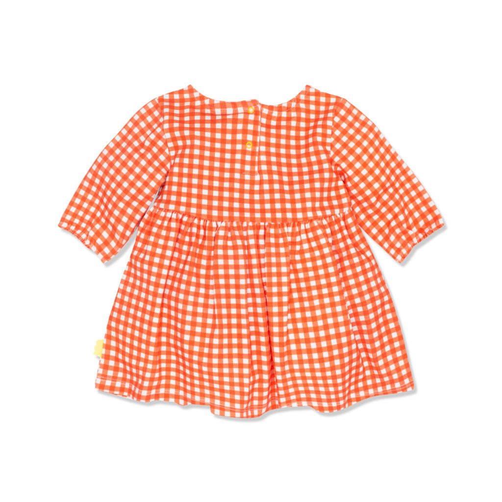 Gingham Baby Jersey Dress - Coral Gingham