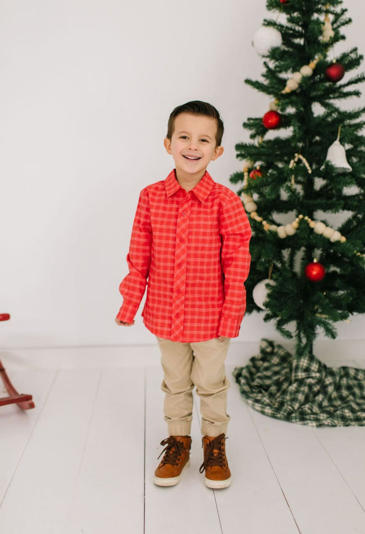 Boys Button Down - Red Picnic Plaid
