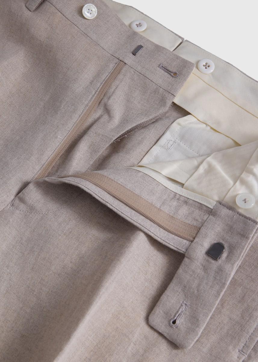Linen Solid Dress Trouser - Natural