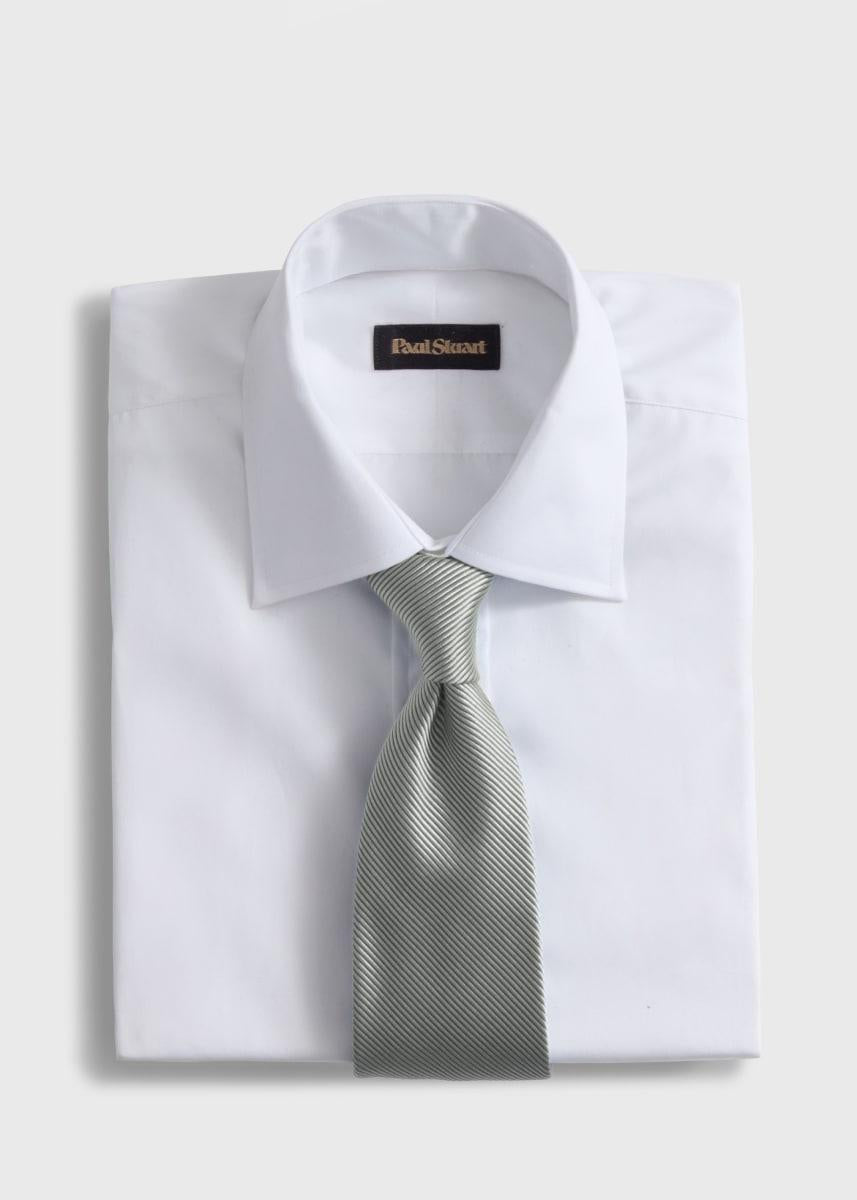 Solid Mogador Silk & Cotton Tie - Silver