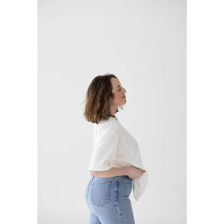 The Mom Crop in Antique White