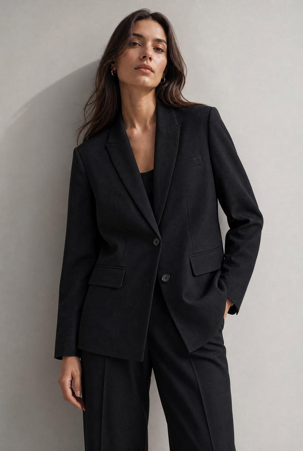 Melange Oversized Blazer - Black
