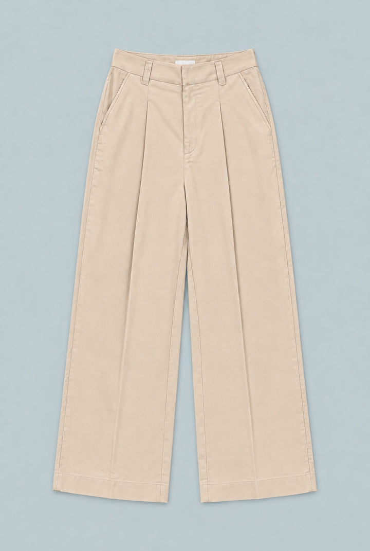 High Waisted Wide Leg Pants - Ecru