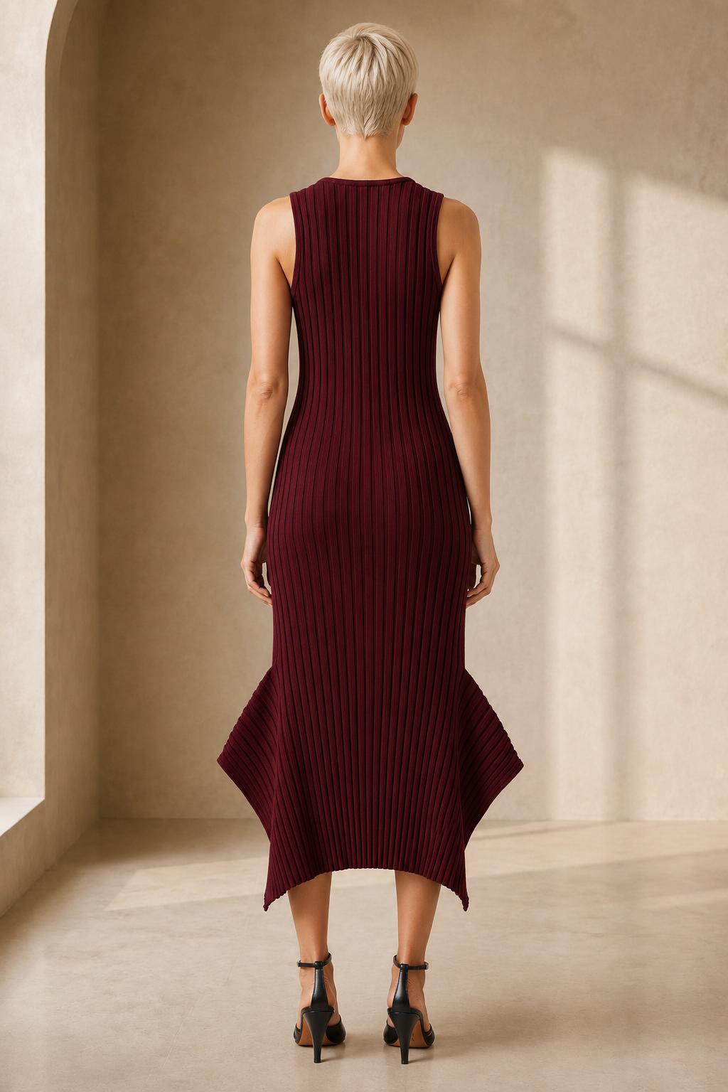Crewneck Shirt Dress - Berry