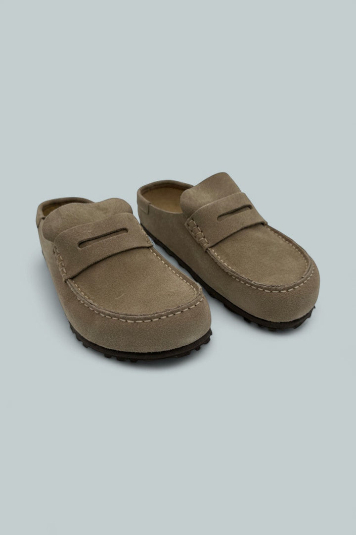 Naples Wrapped Suede Clogs - Taupe