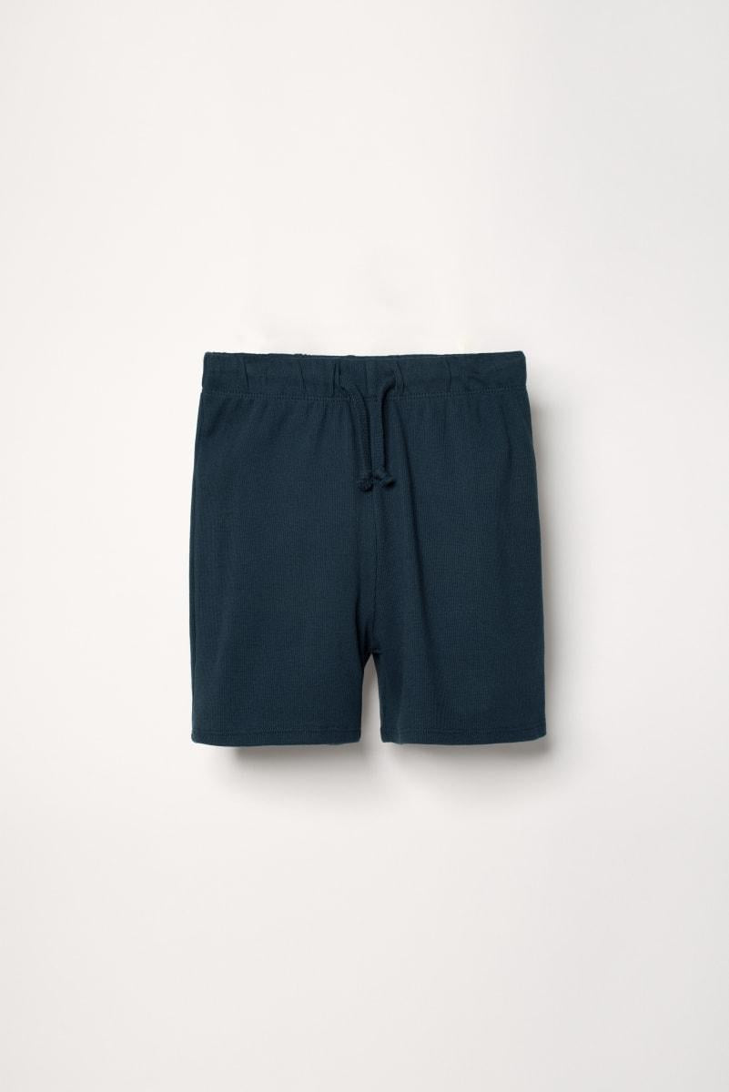 Organic Ribbed Shorts - Navy