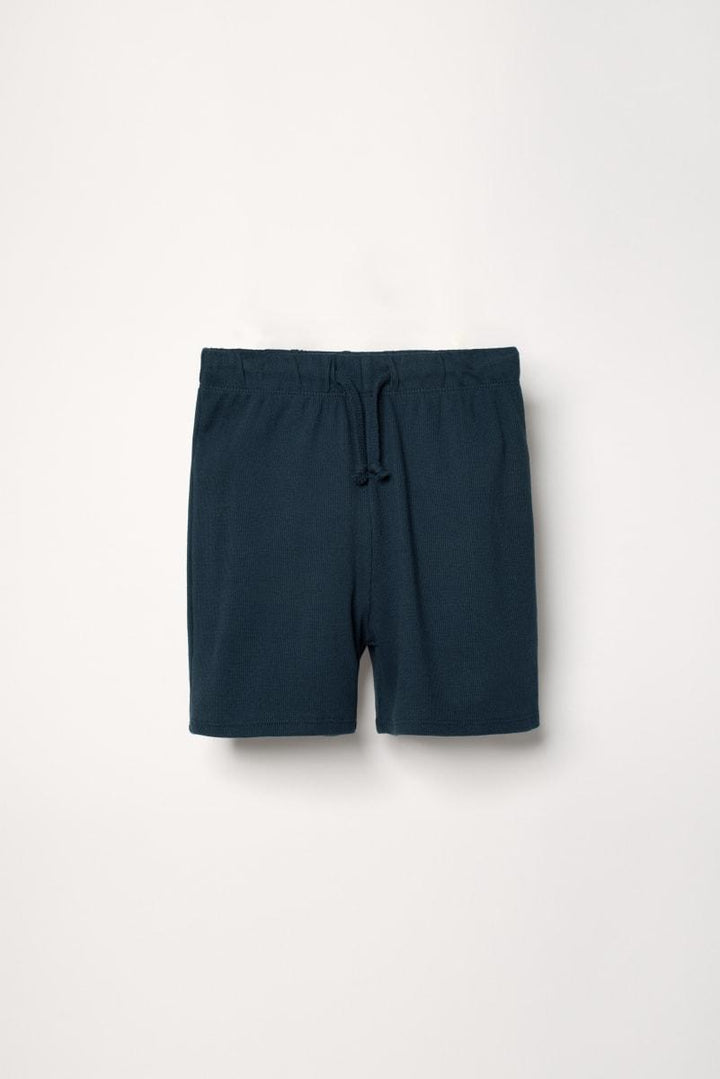 Organic Ribbed Shorts - Navy