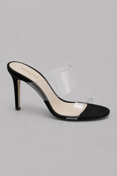 Women's Ariella Clear Strap High-Heel Slide Sandals - Black/Transparent