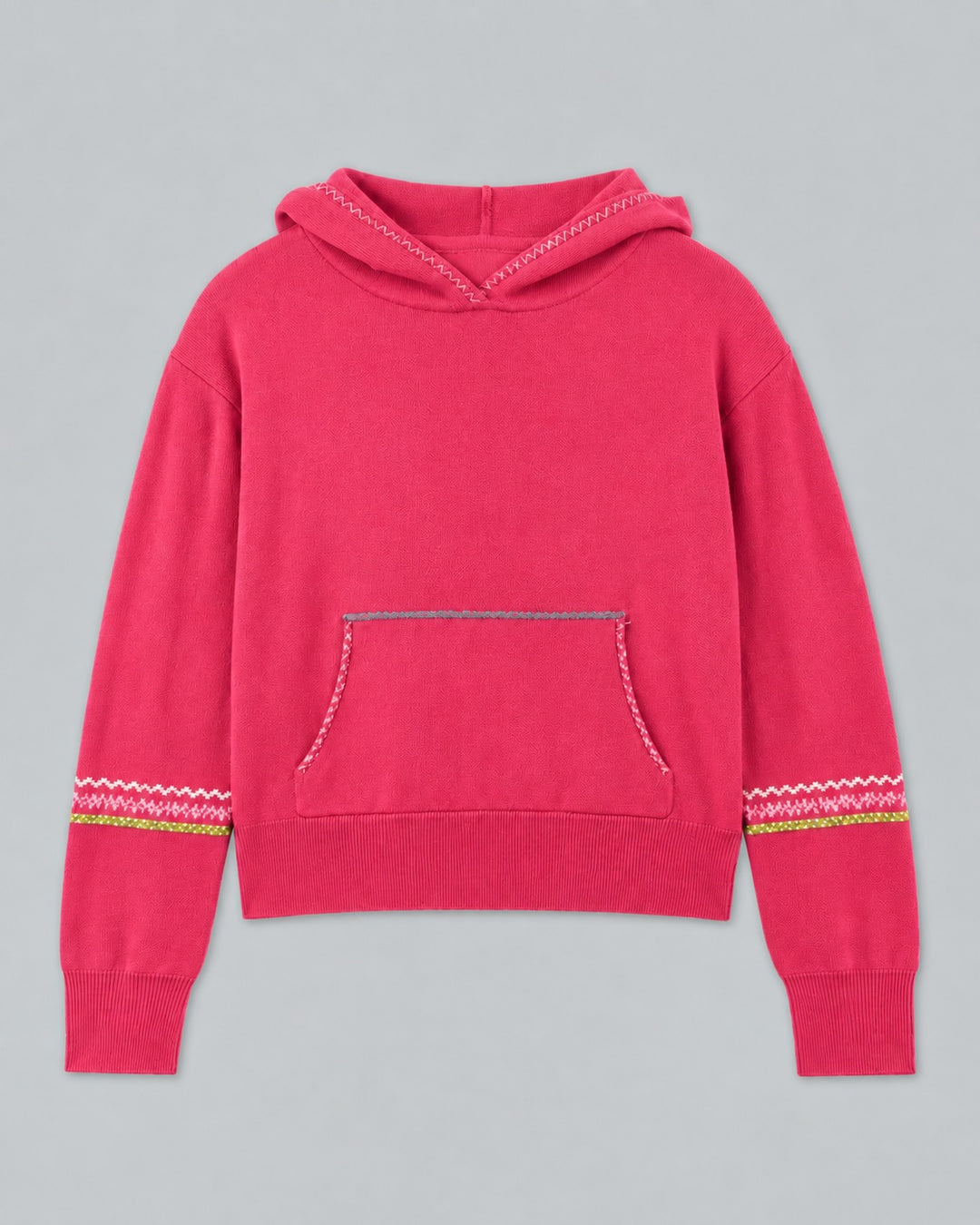 Cashmere Blend Hoodie With Embroidery - Hot Pink