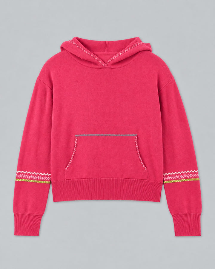 Cashmere Blend Hoodie With Embroidery - Hot Pink