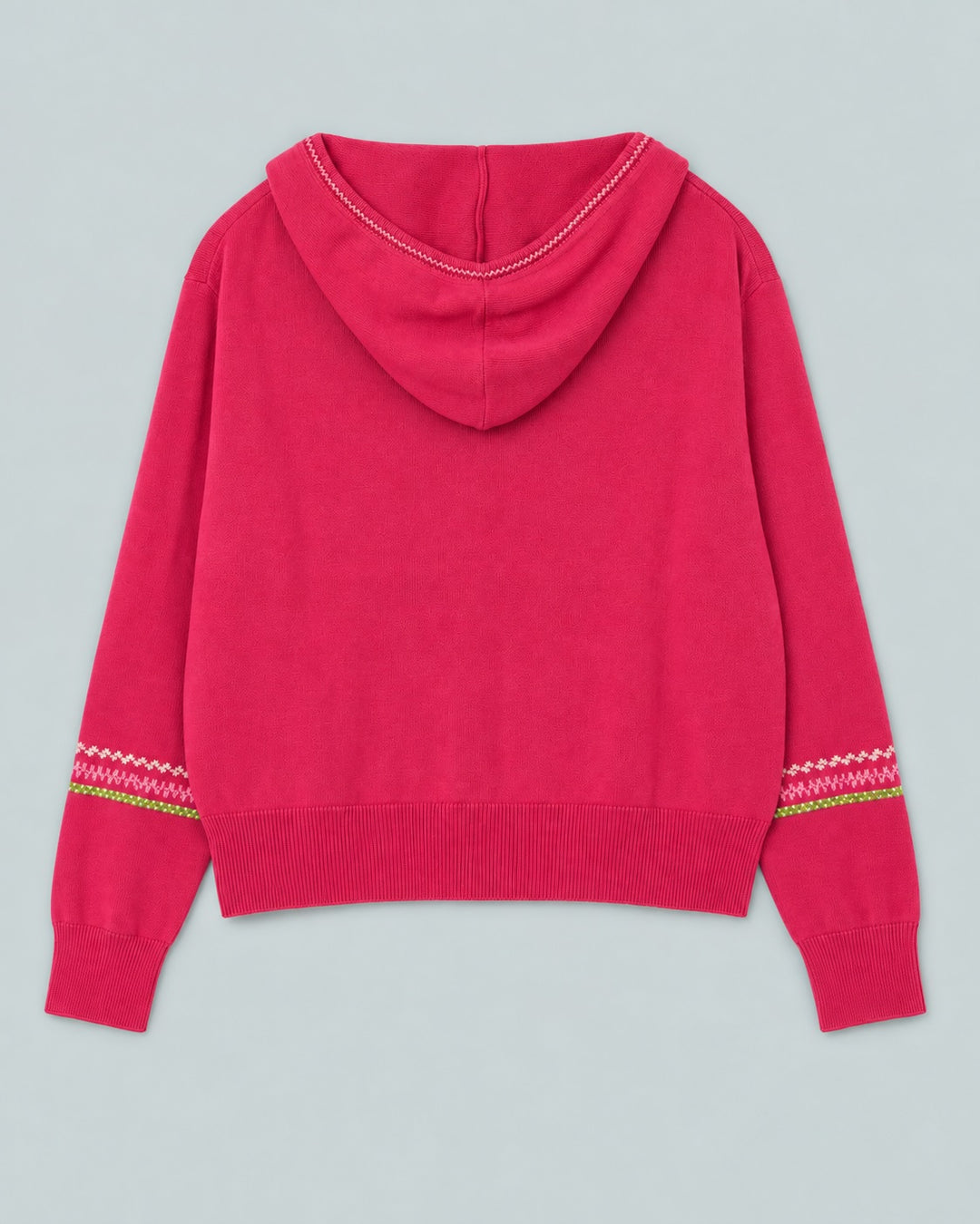Cashmere Blend Hoodie With Embroidery - Hot Pink