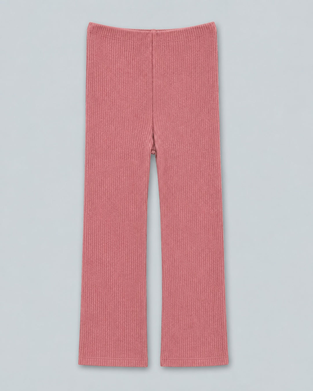 Ribbed Textured Flare Pants With Slits - Rose