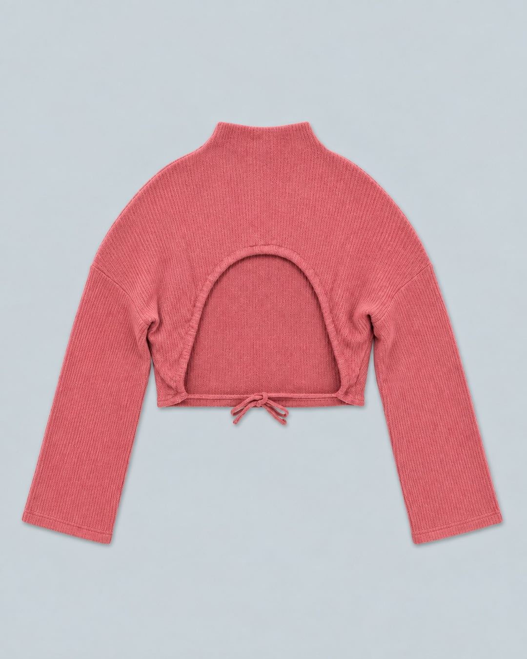 Ribbed Textured Open Back Top - Rose