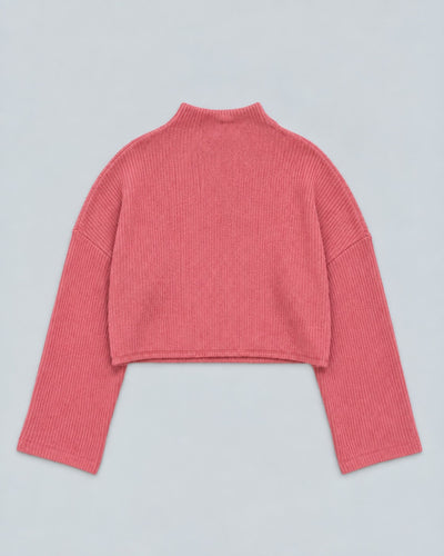Ribbed Textured Open Back Top - Rose